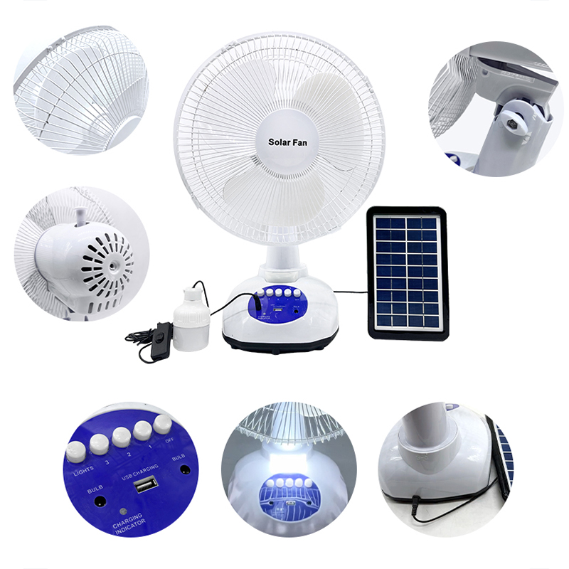 Cooling Rechargeable Fan Solar Energy Table Fan na may Solar Panel para sa Home Camping RV