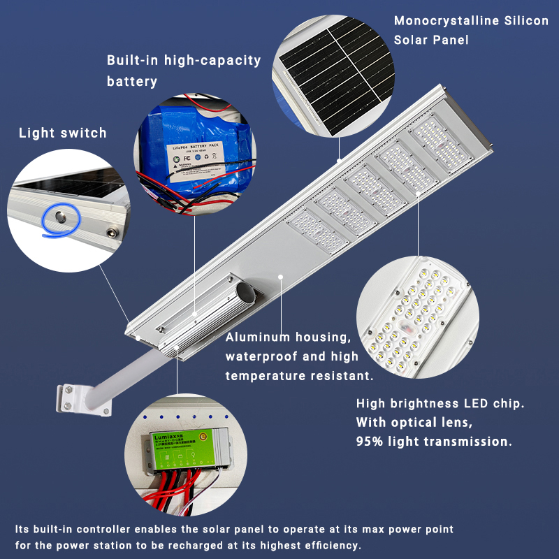 Waterproof aluminum solar road lights 100w 150w 200w 250w solar street lights