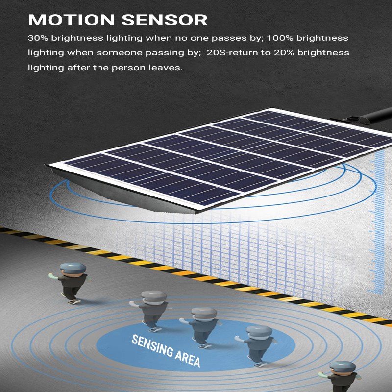 High Lumen Solar Street Lamp Motion Sensor 100w 200w 300w All in One Led Solar Street Light